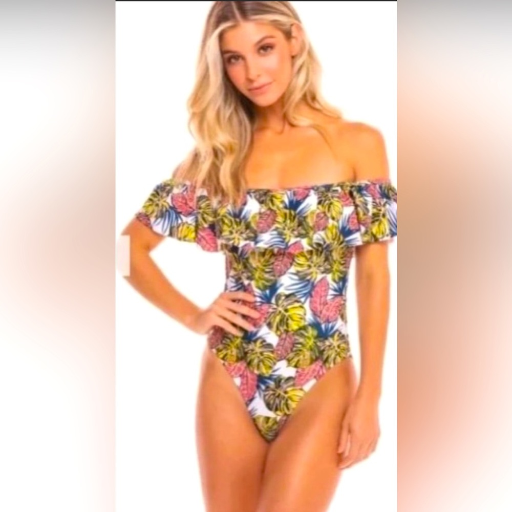 👙🏝️⛱️Cabana Del Sol- Floral Plunge Ruffle One Piece -NWT. 👙